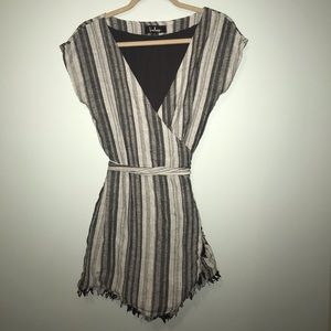 Lulus grey striped wrap dress